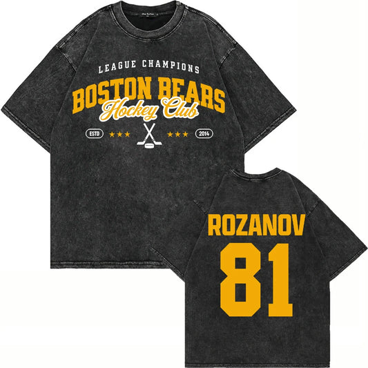 Vintage Washed Heated Rivalry Ilya Rozanov 81 Boston Raiders Tshirt Men Shane Hollander 24 Montreal Metros 100% Cotton Tees Tops