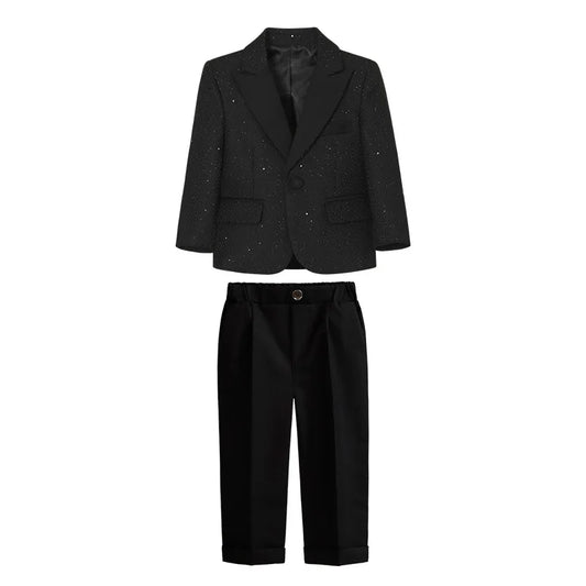 Boys Shiny Blazer Jacket Waistcoat Wedding Suits Kids Morning Coat Formal Dress Child Tuxedos Clothes Set Toddler School Uniform