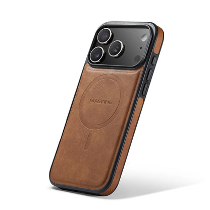 Leather Brand Magnetic Charging Phone Case For Magsafe iPhone 17 Air 16 15 14 Plus 13 12 Pro Max 16e Shockproof Protective Cover