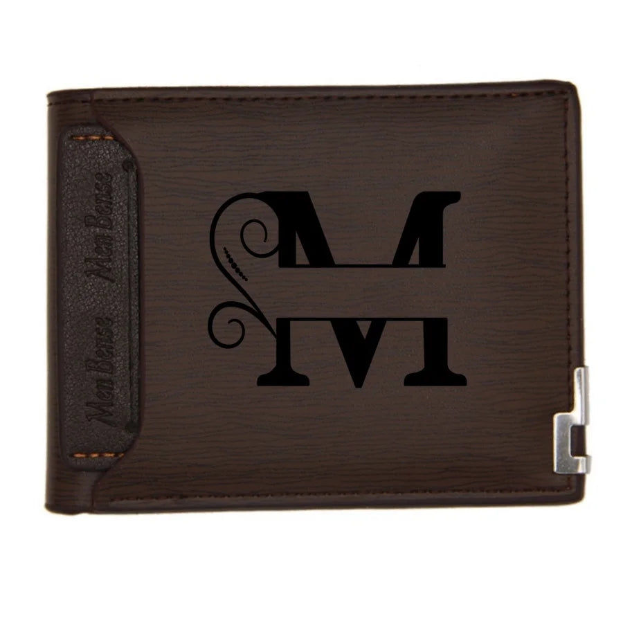 Personalized Wallet for Men Custom Wallets for Men Engraved Letter Name Leather Wallet Bifold Custom Gifts for Dad/Husband