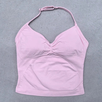 2 Pieces Yoga Set Women Backless Halter Tops High Waist Seamless Shorts Gym Suit Fitness Clothes Sportswear Workout Sets