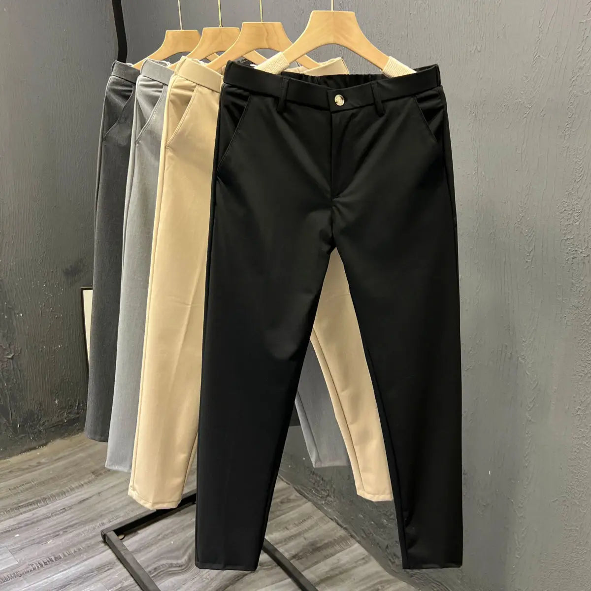 Men's Clothing Summer Fashion Business Casual All Match Suit Pants Formal Strecth Solid Straight Slim Trousers Pantalones Hombre