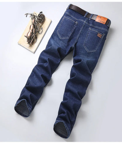 2026 New Men's Stretch Regular Fit Jeans Business Casual Classic Style Fashion Denim Trousers Male Black Blue Gray Pants