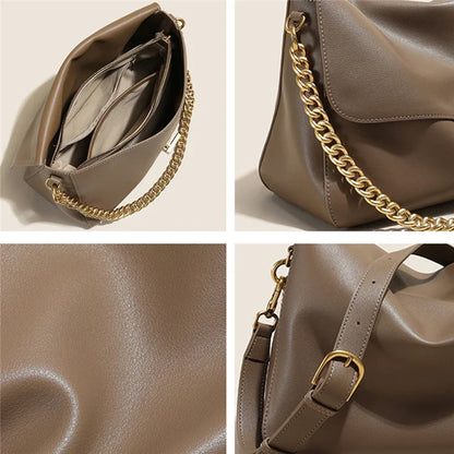 Genuine Leather Large Chain Shoulder For Women 2026 Luxury Designer Office Messenger Bags Satchel Cow Ladies Handbags