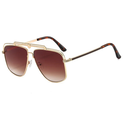 Big Metal Frame Gradient Sunglasses UV400 Protection Classic Sun Glasses Driving Oversized Square Sunglasses for Women & Men