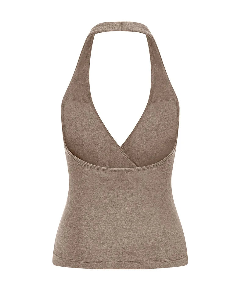 Women's Yoga Suits Camisole Backless Nude Beautiful Back Neck Hanging Bra Flared Pants Fitness Set