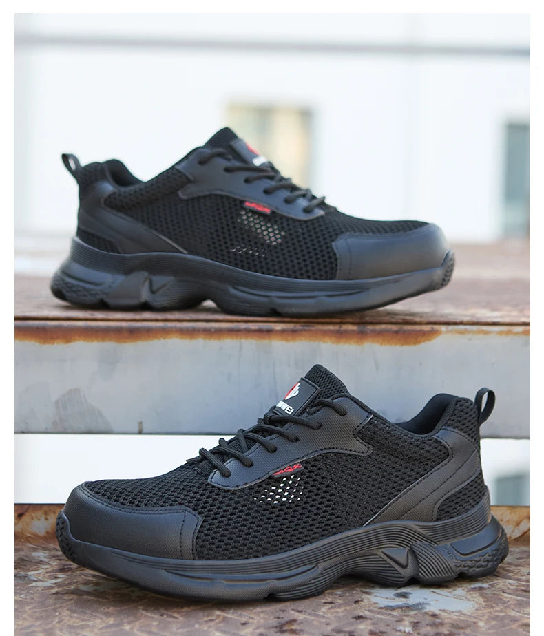 anti puncture men safety shoes summer breathable mesh work shoes industrial plastic toe sneakers construction insulated shoes