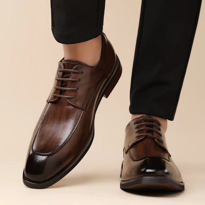 Men's Formal Leather Shoes, Comfortable Soft Sole Office Derby Shoes, Breathable Anti-Slip Business Men's Shoes-HT1009
