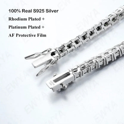 Hidden Spring Buckle Full Moissanite Tennis Bracelet D Color 2/2.5/3/4/5mm Lab Diamond Link Bracelets For Women Man Gift