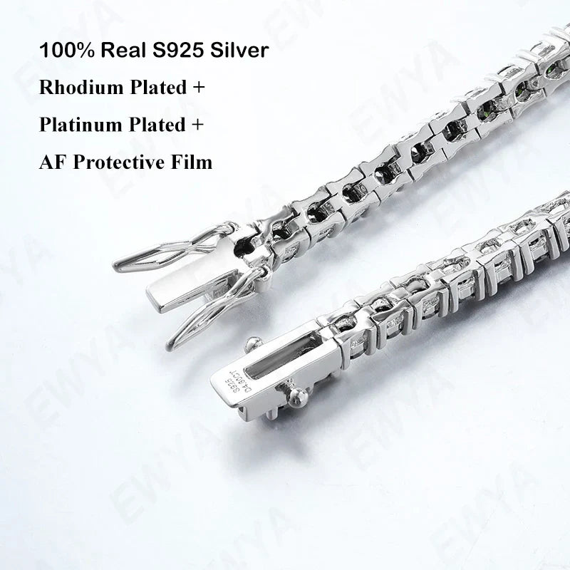 Certified Real 3/4/5/6.5MM Full Black Moissanite Tennis Bracelet for Women Men S925 Silver Link Bracelets Fine Jewelry