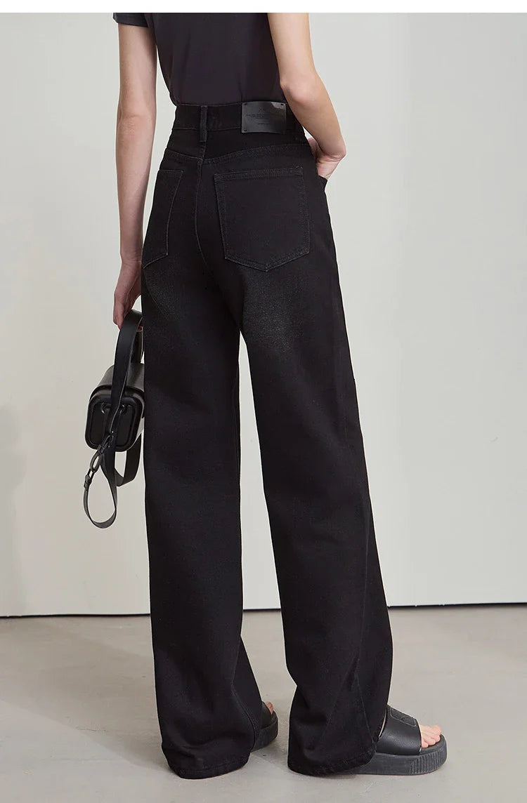 Minimalism Women Jeans 2025 Autumn Vintage Denim Pants Loose Wide Leg Pants Woman Casual Pants Female Trousers 12551002