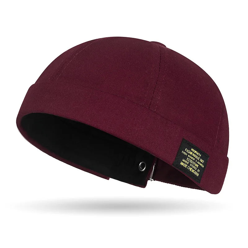 Brimless Hat for Men Women Cotton Classic Solid Color Beanie Beaded Hip Hop Hat for Outside Cycling Riding Activities