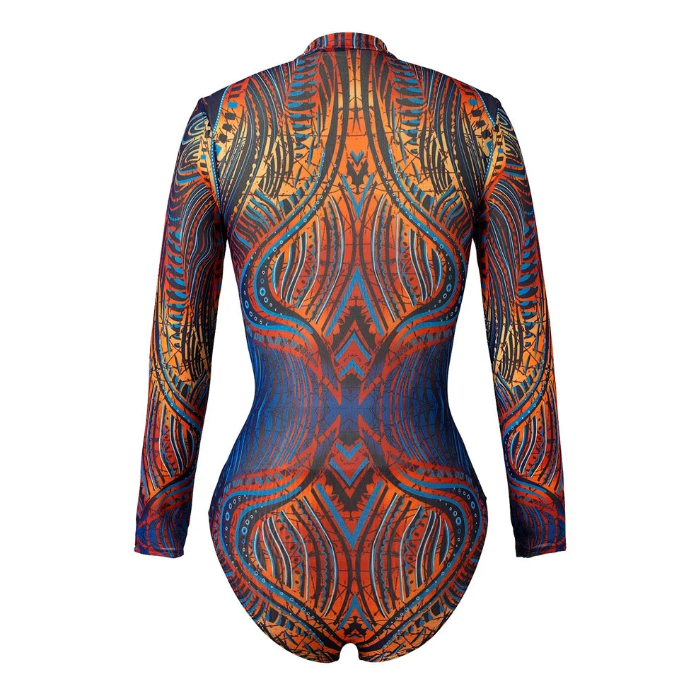 One Piece Sun Protection Swimwear 2026 Women Long Sleeved Print Swimsuit Female Sports Bathers Swimming Bodysuit Beach купальник