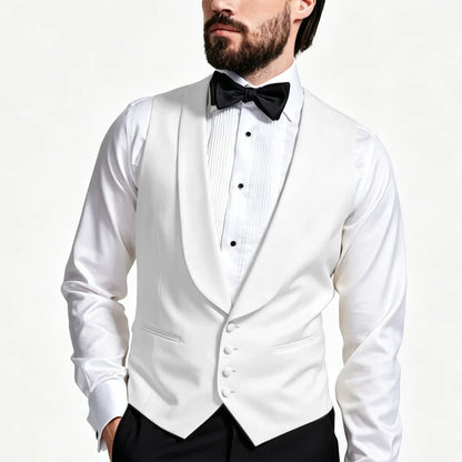 Men Vest Ivory With Lapel Single Breasted Solid Waistcoat For Wedding Banquet Business Work Office Casual Daily Men Suit Vest