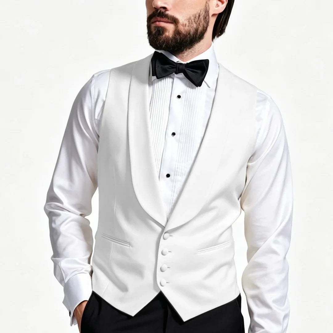 Men Vest Ivory With Lapel Single Breasted Solid Waistcoat For Wedding Banquet Business Work Office Casual Daily Men Suit Vest