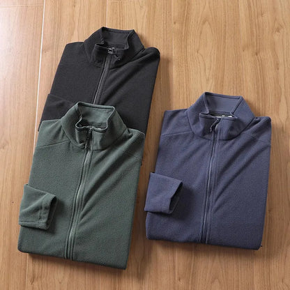 Outdoor Lightweight Fleece Sweatshirt Jacket Men's Zipper Closure Stand Collar Technical Fabric Comfortable Youth Fashion