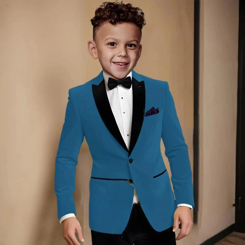 Fashionable Velvet Collar Boys Slim Fit Suits 2 Pieces Host Costumes,Elegant Formal Kids Suit Set Birthday Party Outfit 2-20T