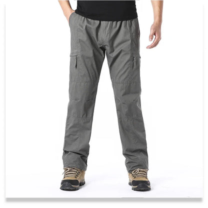 Summer Thin Cotton Overalls Men's Multi-Pocket Loose Large Size Work Pants Spring And Autumn Outdoor Sports Casual Pants