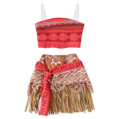 Halloween Fairy Princess Moana Costume Girl Cosplay Vaiana Vintage Adventure Kids Bikini Party Clothes Kids Clothes Set