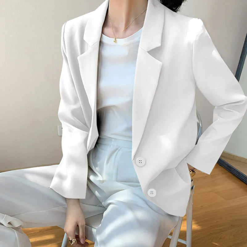 New Solid Color Blazer Coat Female Spring Autumn  Fashion Suit Jacket Ladies 2026  Advanced Long Sleeves Casual Tops Outwear