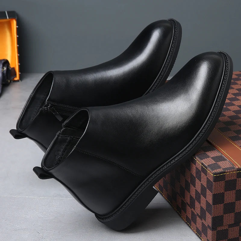 New Business Men's Short Boots Retro fashion minimalist style Outdoor leisure party office genuine leather adult quality shoes