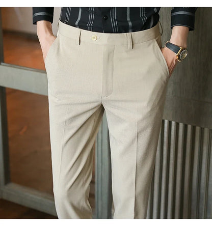 Plus size 40 38 Men Business Solid Suit Pant 2026 Spring Formal Slim Fit Wedding Trouser Mens Brand Fashion Casual Dress Pants