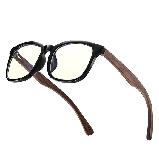 Bamboo Wooden Reading Glasses, Playing Game Men's Glasses Vintage Wooden Anti-Blue Glasses Fashion Discoloration Glasses 1012