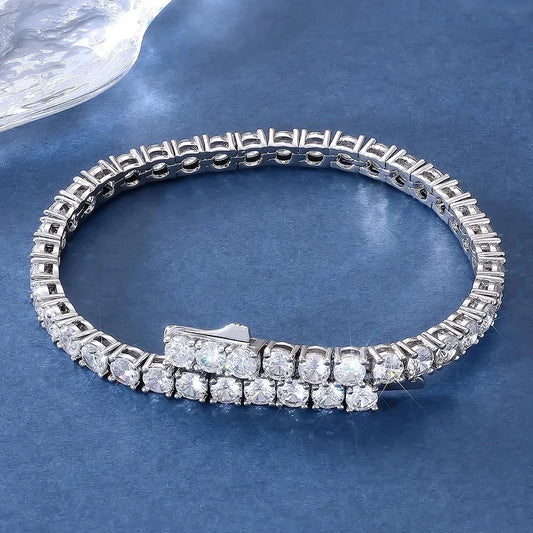 Bracelets Tennis Moissanite 2-5mm pour Femmes Hommes Diamant de Laboratoire Plaqué Argent S925 Or Blanc Bracelet Fermoir Printemps Bijoux de Mariage