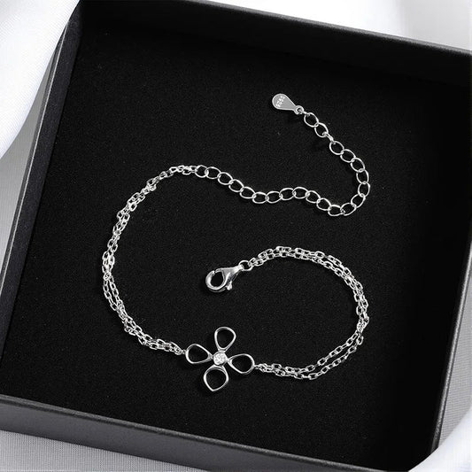 Bracelets Ajustables Fleur Tous Moissanite pour Femmes Filles Cadeau Bijoux Délicats Chaîne Diamant de Laboratoire Pur S925 Argent Manchette