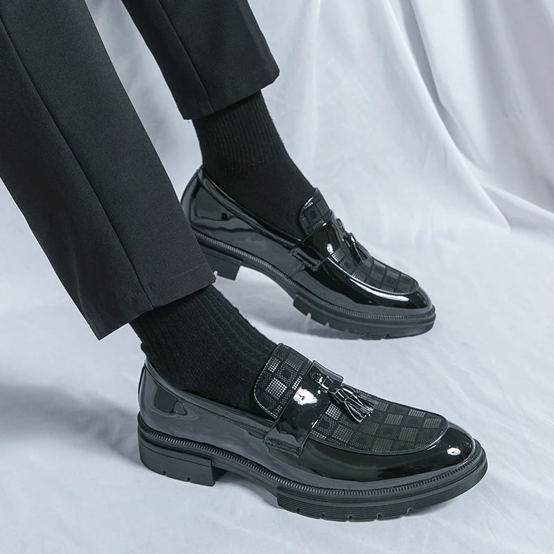 Leather Men Casual Black Tassel Loafers Handmade Soft Leisure Shoes Breathable Slip-On Comfortable for Drive Footwear Moccasins