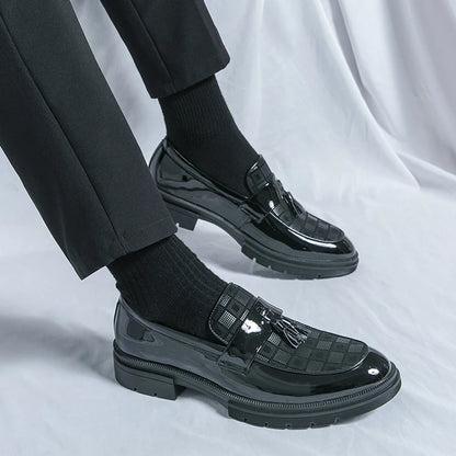 Leather Men Casual Black Tassel Loafers Handmade Soft Leisure Shoes Breathable Slip-On Comfortable for Drive Footwear Moccasins
