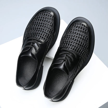 Summer Hallow Breathable Elegant Shoes Man Black Fashion Business Casual Shoe Male Lace Designer Leather Shoes for Men