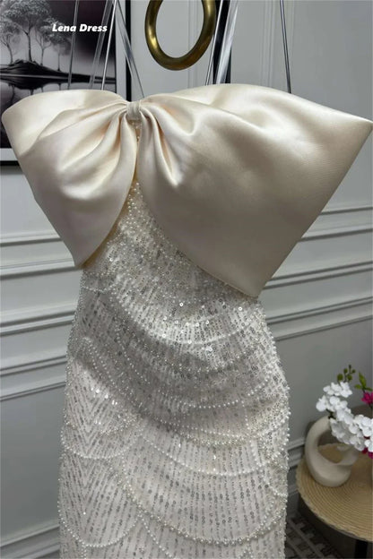 Beads Women's Prom Dress 2025 Custom Made Evening Dresses for Special Occasions Bow Lena Ball Gown Luxury Dress Mermaid Party