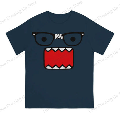 Domo Kun Print Funny Short Sleeved T-shirt Men Women Versatile  Couple Tops