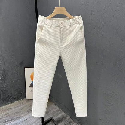 2026 High-grade Men's Solid Suit Pants Spring Summer Korean Style Pocket Straight Nine Split Pants Male Business Casual Trousers