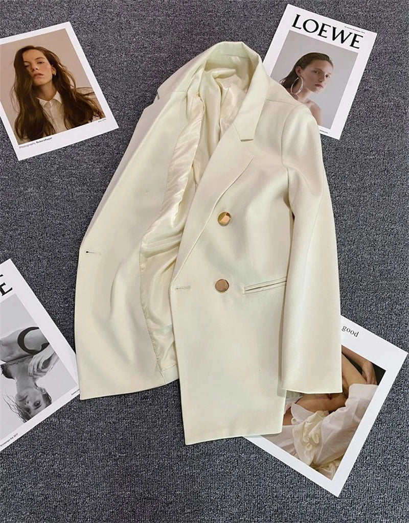 Spring Autumn High Quality Long Sleeve Female Blazer Double Button Jacket Ladies Business Work Wear Formal Coat Women Outerwea