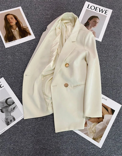Spring Autumn High Quality Long Sleeve Female Blazer Double Button Jacket Ladies Business Work Wear Formal Coat Women Outerwea
