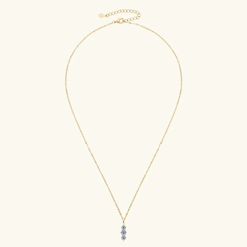 Certified D Color Three Stone Moissanite Pendant Necklace Collar Plata 925 Sterling Silver Necklaces for Women Jewelry