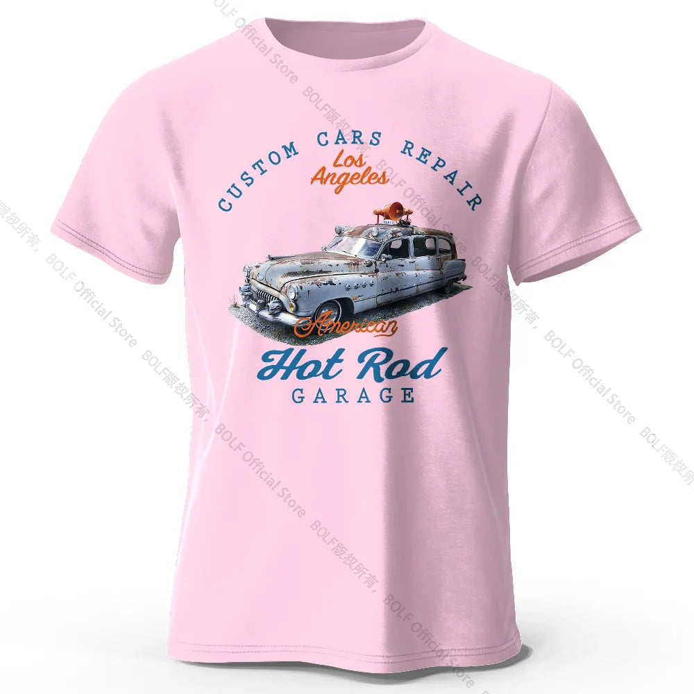 Custom Car Club Patch Printed Unisex Men Women T-Shirt Tees Tops 100% Cotton Embossed Logo Graphic Gearhead Outfit