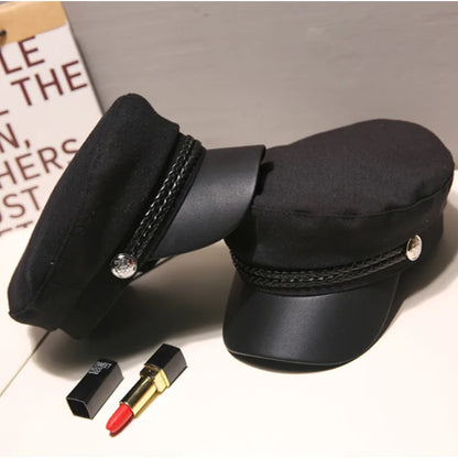 New Berets for Women Military Hat Autumn Sailor Hat for Women Men Black Grey Flat Top Female Travel Cadet Hat Captain Cap
