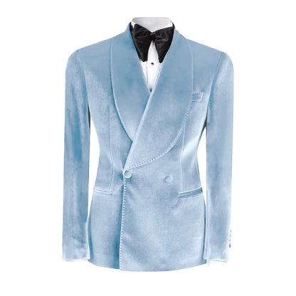 Vintage Velvet Wedding Tuxedos Jacket Double Breasted Men Blazers Suit Peaked Lapel Groom Wear Party Sport Coats Customized