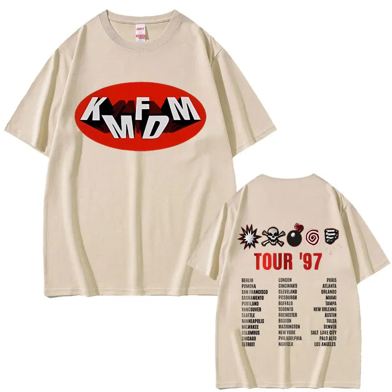 Rock Band Kmfdm Tour 97 Graphic Print T-shirt Summer Men Women Vintage Gothic Punk  Streetwear Male Casual Pure Cotton T Shirts