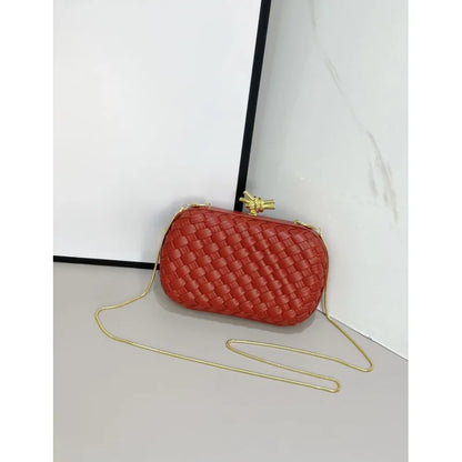 Elegant Box Shaped Dinner Clutch Crossbody Bag for Women Fashionable Chain Strap Handbag Retro Style Leather Handbag
