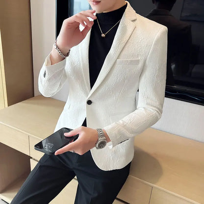 New Luxury Jacquard Floral Suit Jacket High Quality Men Business Slim Fit Casual Social Blazers Coats Formal Stage Prom Tuxedo