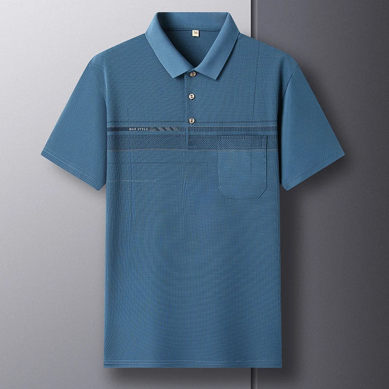 Retro men's short sleeved polo shirt summer fashion pocket stripe high-end custom design comfortable cotton top casual T-shirt