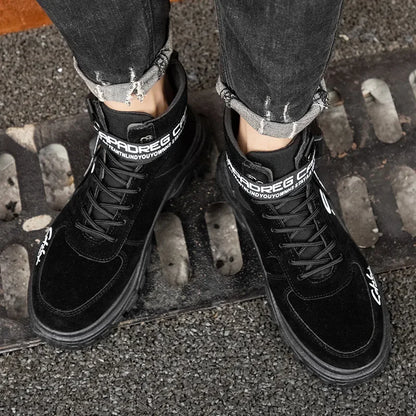 Cloth Men Boots High Top Ankle Boots British Style Men Casual Shoes Outdoor Breathable Walking Sneakers Comfortable Work Boots