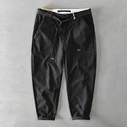 100 Cotton Men's Cropped Pants Trendy Straight Fit Cargo Trouser Male Ankle Length Korean Style Jappan Vintage Y2K Casual Khaki