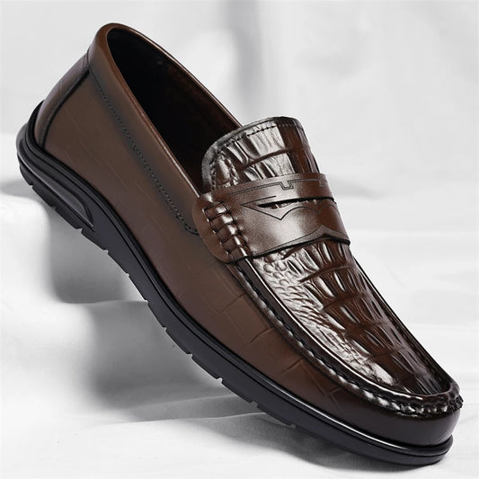 Mens Leather Mens Loafers Non Slip Walking Flats Breathable Driving Shoes Outdoor Slip on Casual Shoes Man Work Office Sneakers