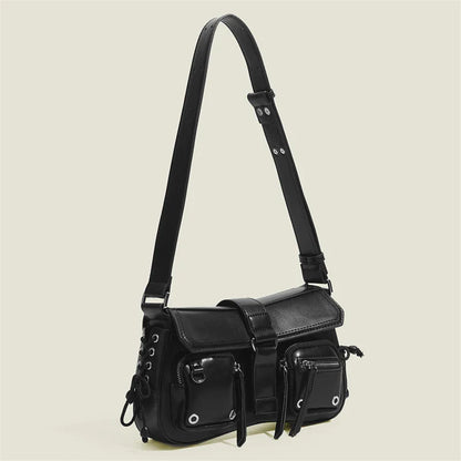 Goth Punk Cool Women's Underarm Bag Hot Girls Shoulder Bags Fashion Design PU Leather Female Handbags Tote Purse with Zipper