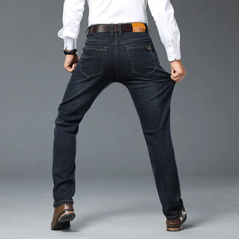 Plus Size 28-46 Spring Autumn Classic Business Trousers Male Brand Men's Fashion Casual Jeans Straight Elasticity Denim Pants